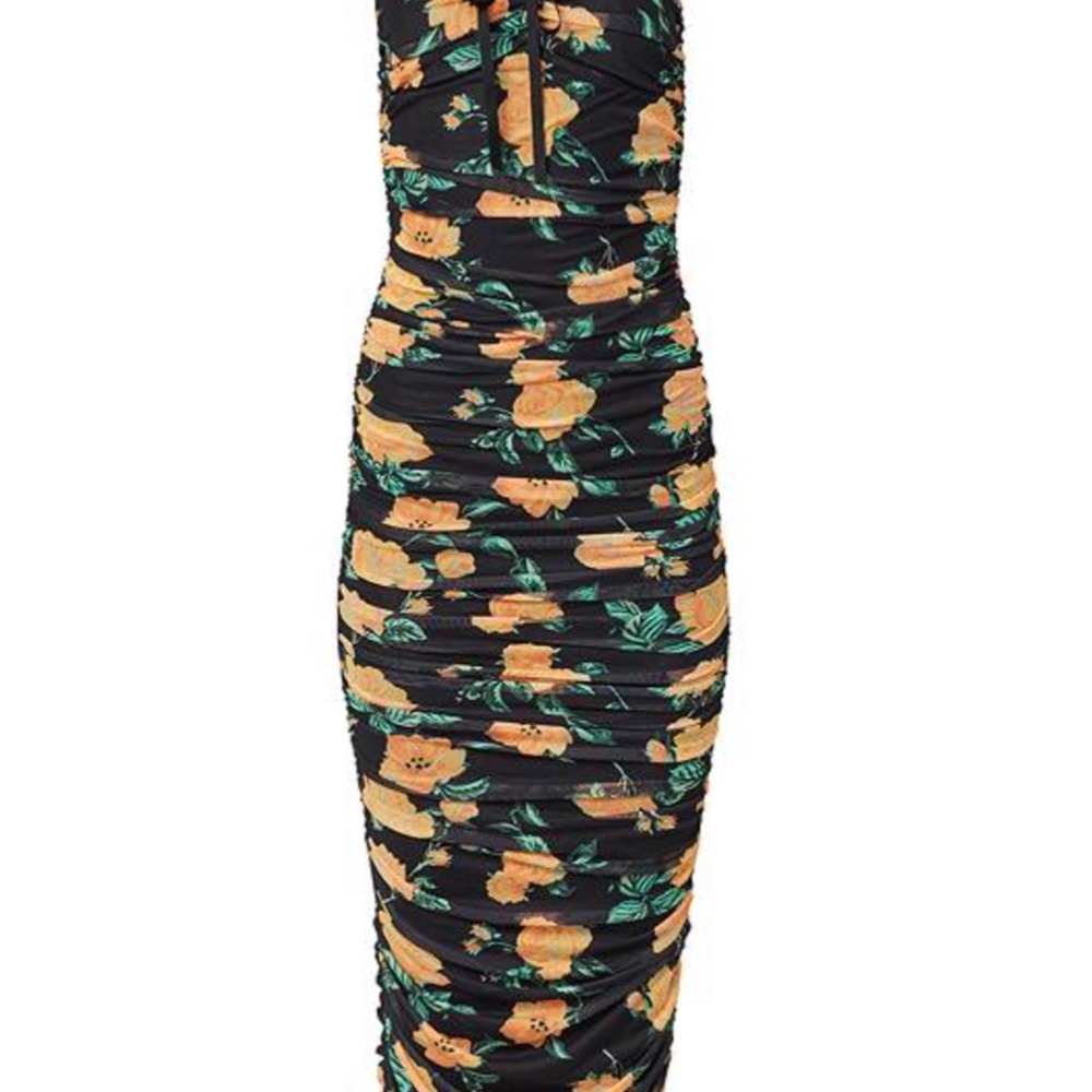 Yellow rose Floral Ruched BodyCon - Picture 4 of 5
